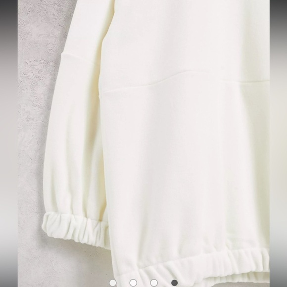 Topshop oversized fleece hoodie in ecru cream size 4 - Picture 4 of 11